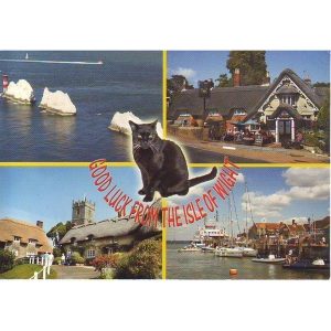 POSTCARD: GOOD LUCK FROM IW - BLACK CAT