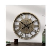 7 WHEEL SILVER COG CLOCK 52cm (2s)