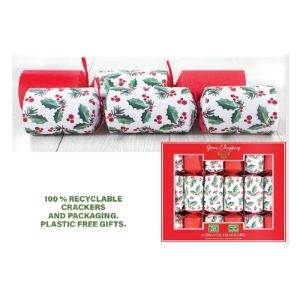 DELUXE ECO HOLLY CRACKERS 6x13.5" (6s)