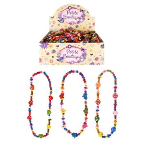 MULTI COLS WOODEN BEAD NECKLACE DB (48s)