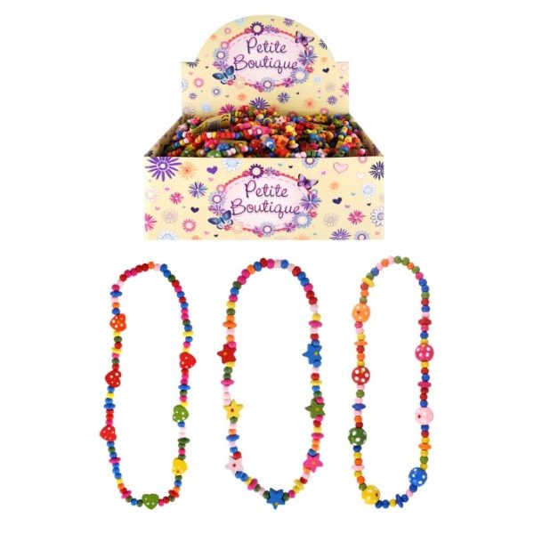 MULTI COLS WOODEN BEAD NECKLACE DB (48s)