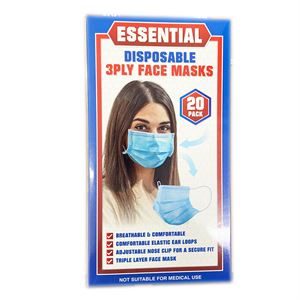 20 PK 3 PLY DISPOSABLE FACE MASKS (1s)