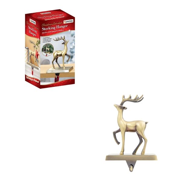 GOLD REINDEER STOCKING HANGER (3s)