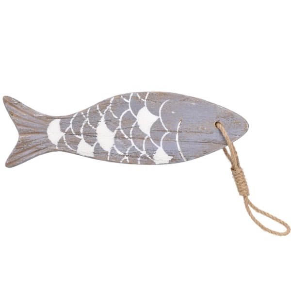 30CM WOODEN FISH HANGER ON ROPE (6s)