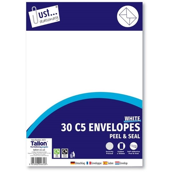 30 C5 WHITE GUMMED ENVELOPE (10S)