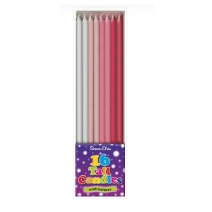 MULTI PINK TALL CANDLES x 18(6s)