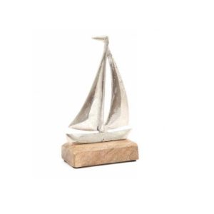 METAL SAILING YACHT ON WOODEN BASE (6s)