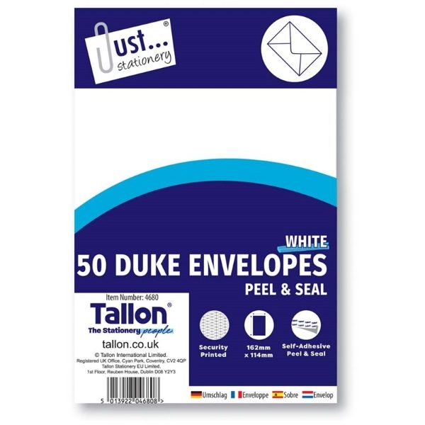 50 DUKE WHITE GUMMED ENVELOPE (12S)