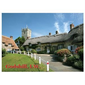 POSTCARD: GODSHILL CHURCH AND COTTAGES