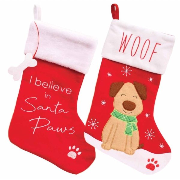 PLUSH DOG STOCKING 2ass. 42cm (12s)