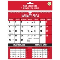 CALENDAR 3 MONTH TO V. RED/BLACK (12s)