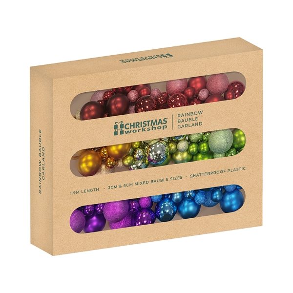 RAINBOW BAUBLE GARLAND 190cm (3s)