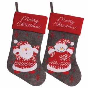 RED & GREY SANTA/SNOWMAN STOCKING (12s)