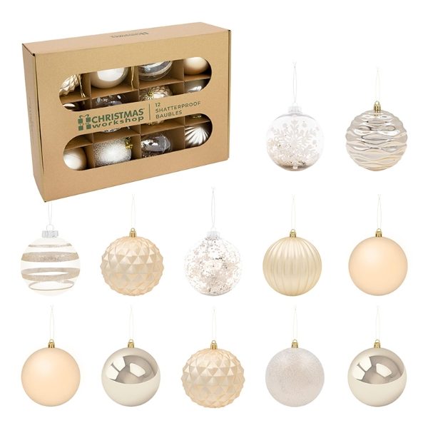 L/S SHATTERPROOF GOLD BAUBLES 12pk (3s)