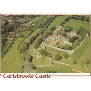 POSTCARD: CARISBROOKE CASTLE AERIAL VIEW