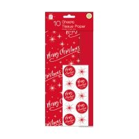 MERRY XMAS & RED TISSUE 10 SHEETS (24s)